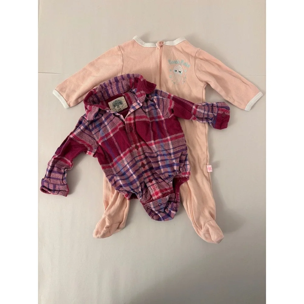 Outdoor Kids Romper Millie&Myles Sleeper‎ Baby Girl 6-9M Lot 1 Plaid 1 Jellyfish